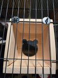 Chinchilla Hanging Hideout House, Open View Back and Front Ledge, Side Cage Mount Kiln Dried Pine Hardware Incl.