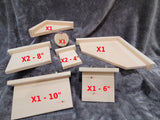 Chinchilla Ledge Shelves 9 Piece Ledge Shelf Bundle Kiln Dried Pine Wood + Mounting Hardware Nine Piece Ledge Shelf Set