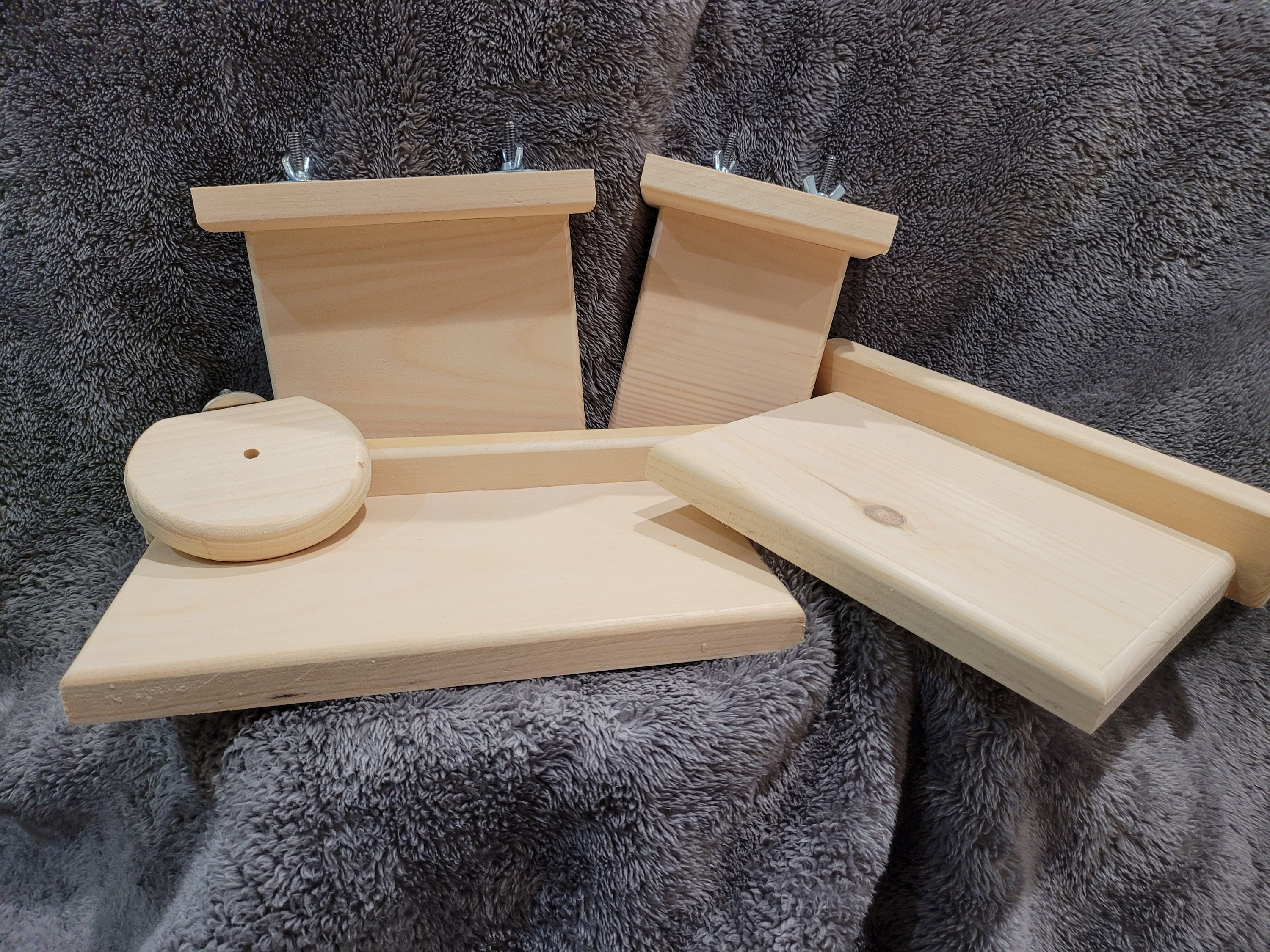 Chinchilla Ledge Shelves 5 Piece Ledge Shelf Bundle Kiln Dried Pine Wood + Mounting Hardware Five Piece Ledge Shelf Set