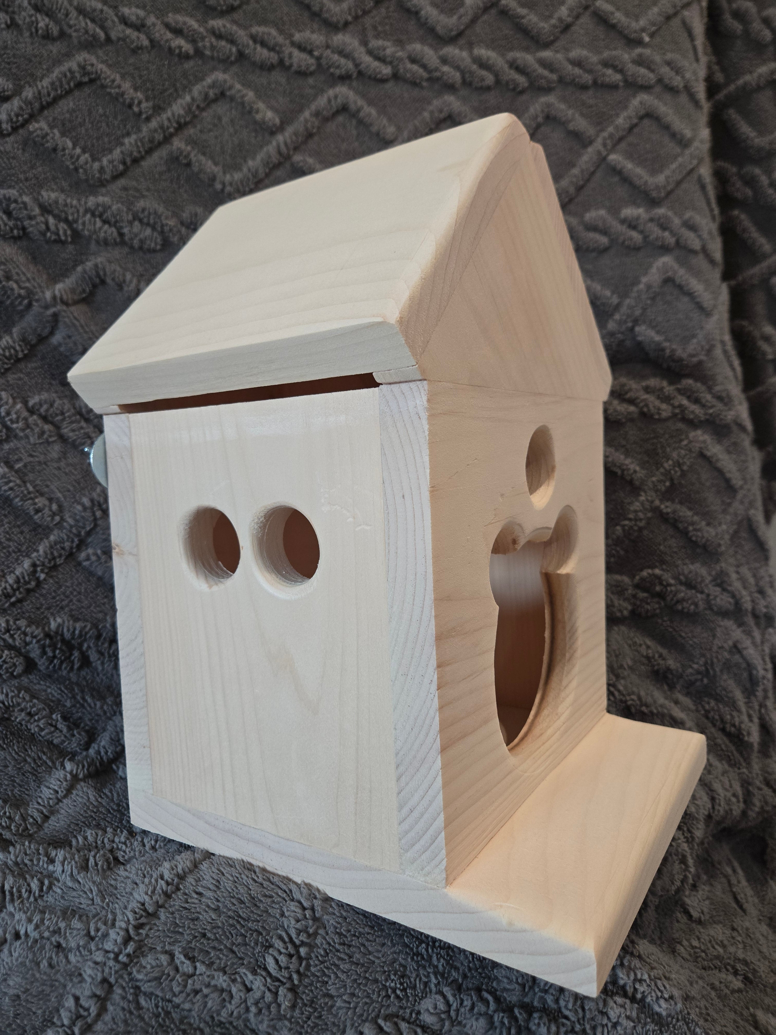 Chinchilla Hanging Treehouse with Front Ledge, Side Cage Mount Kiln Dried Pine Hardware Incl.