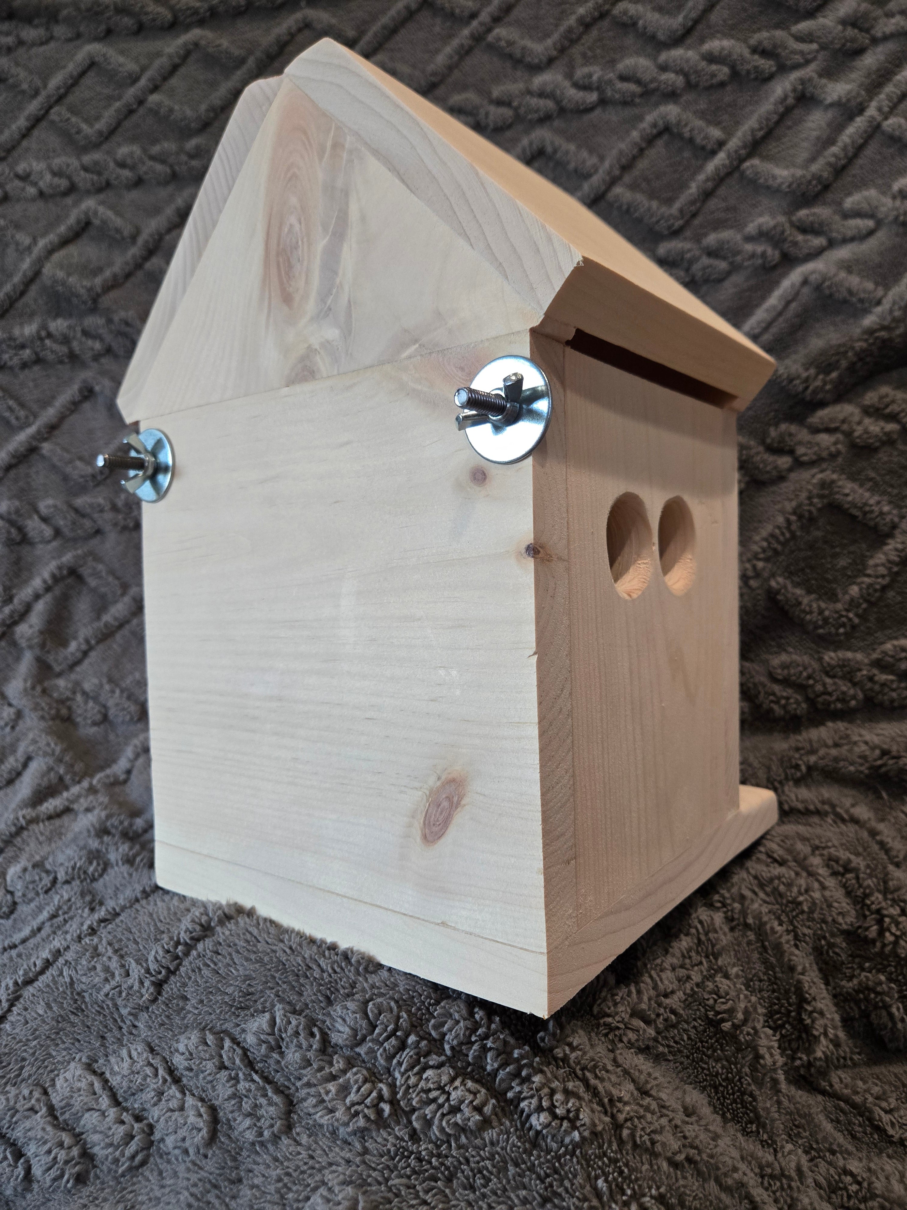 Chinchilla Hanging Treehouse with Front Ledge, Side Cage Mount Kiln Dried Pine Hardware Incl.