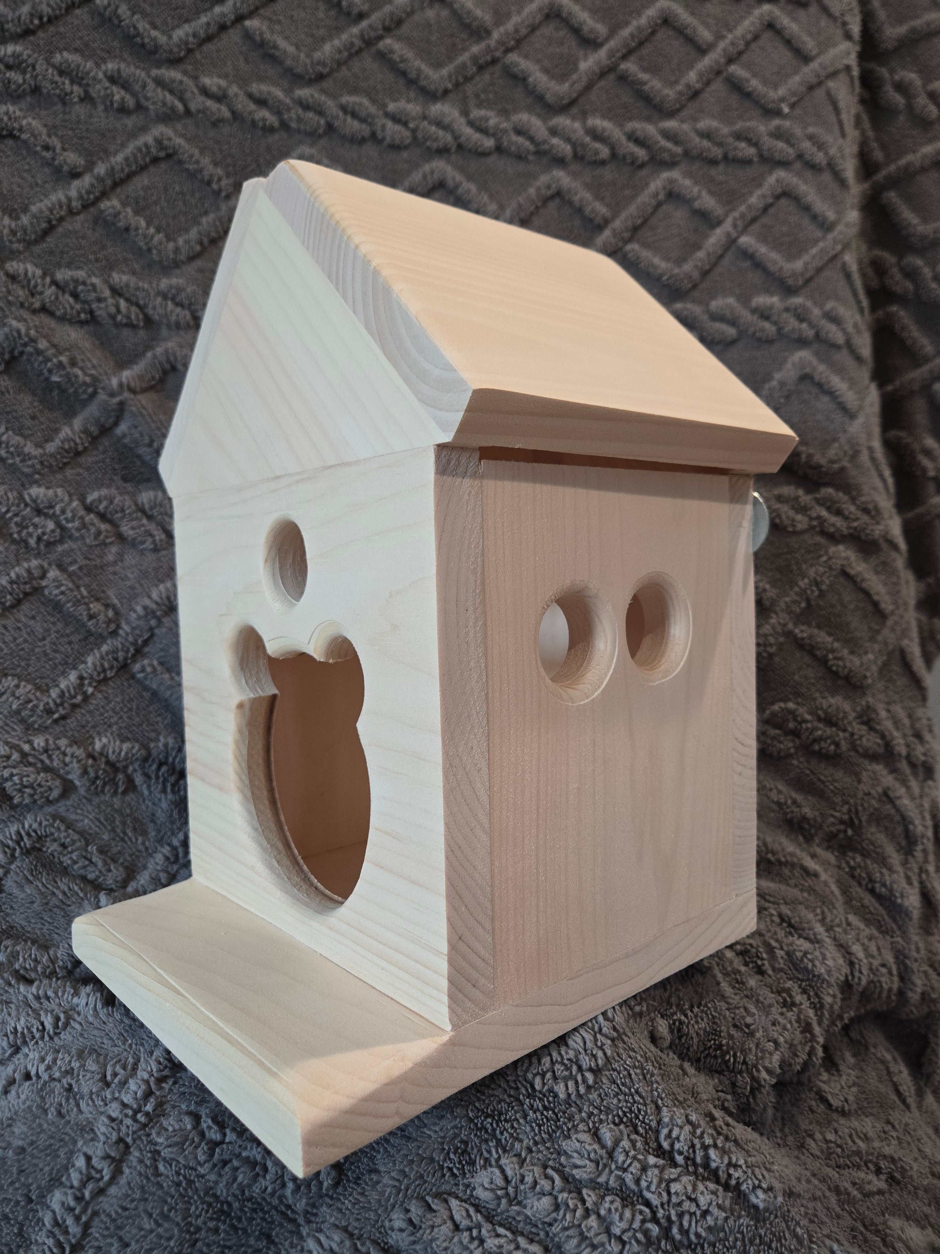 Chinchilla Hanging Treehouse with Front Ledge, Side Cage Mount Kiln Dried Pine Hardware Incl.