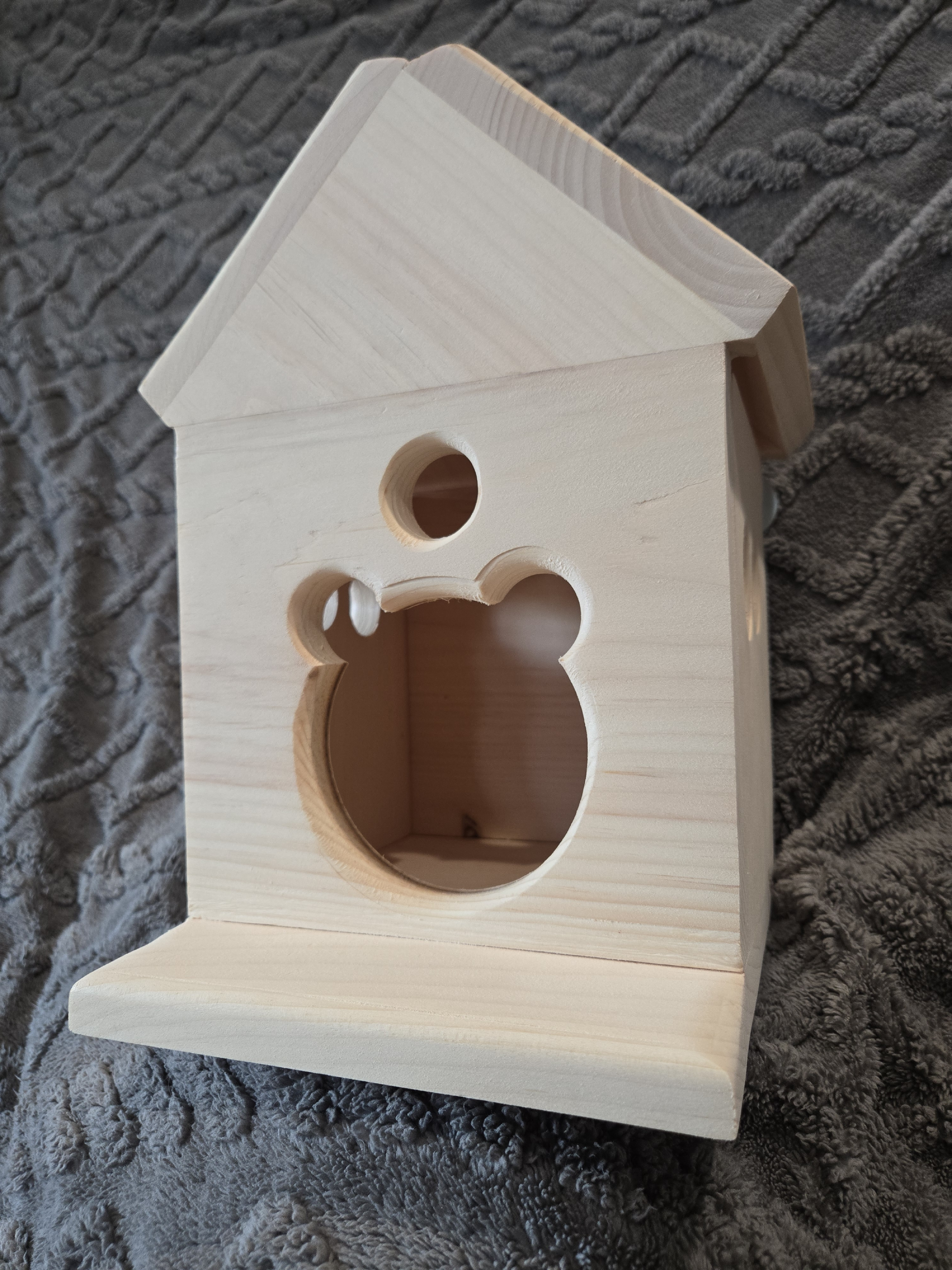 Chinchilla Hanging Treehouse with Front Ledge, Side Cage Mount Kiln Dried Pine Hardware Incl.